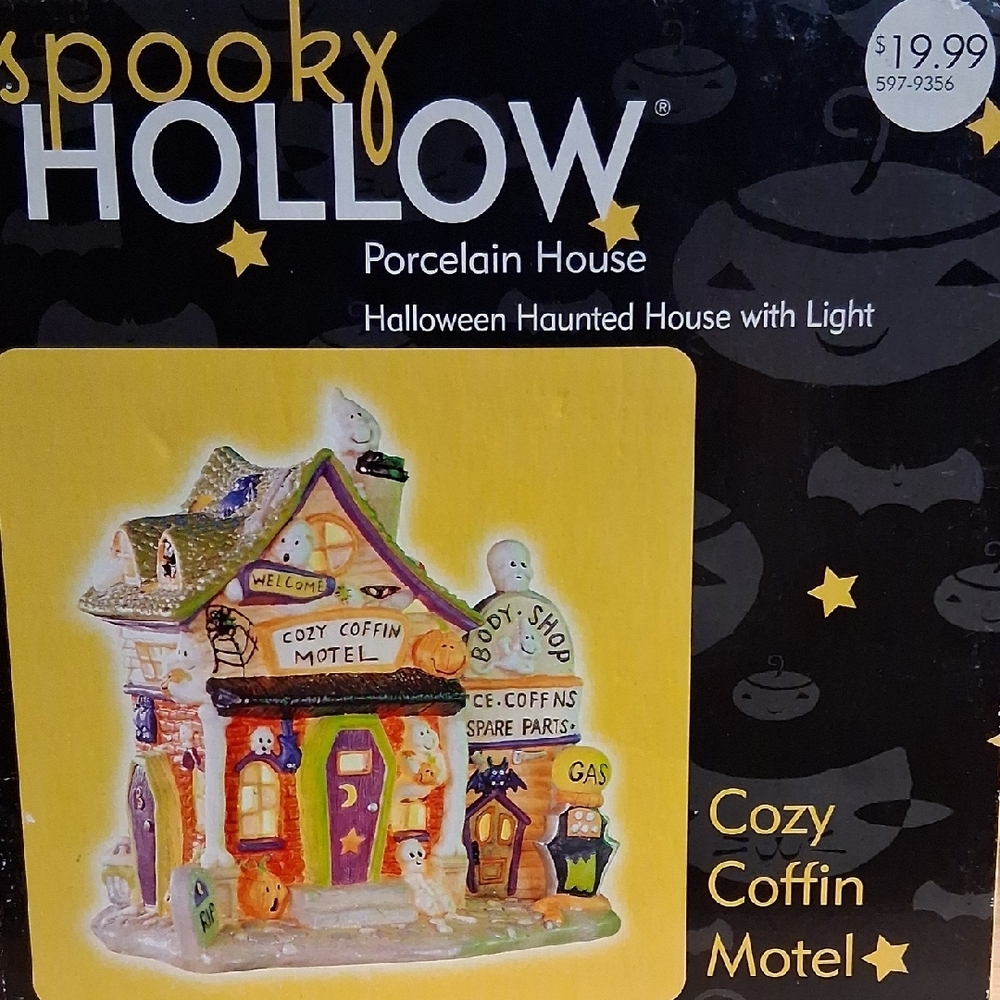 Vintage Spooky Hollow Porcelain House With Light Cozy Coffin Motel 2003